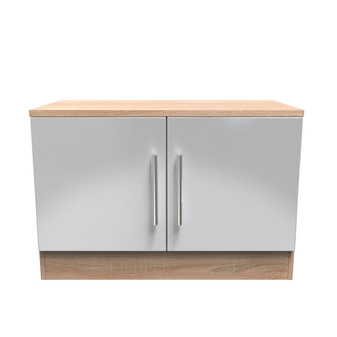 Contrast Low 2 door Unit in Grey Gloss & Bardolino Oak - CTR203GGBO (1).jpg