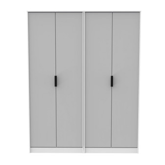 Hong Kong (Black Legs) Quad Wardrobe (4 door) in Grey Matt & White Matt - HKB260GMWM.jpg