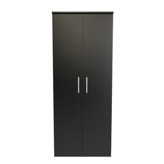 Contrast 2ft6in Plain Wardrobe in Black Matt - CTR060BMBM (1).jpg