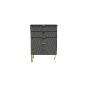 Diamond 5 Drawer Chest in Shadow Matt & White - DIF012SMWM (1).jpg