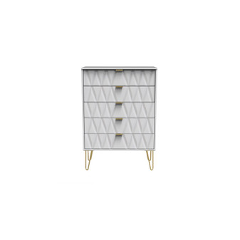 Diamond 5 Drawer Chest in White Matt - DIF012WMWM (1).jpg