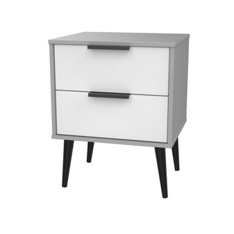 Hong Kong 2 Drawer Bedside Cabinet in White Matt & Grey - HKB005WMGM.jpg