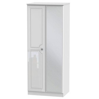 Pembroke 2ft6in Mirror Wardrobe in White Gloss - PEM057WGWM.jpg
