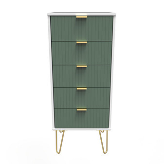 Linear 5 Drawer Bedside Cabinet in Labrador Green & White - LIF003LBWM (1).jpg