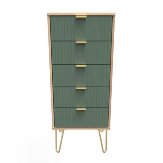 Linear 5 Drawer Bedside Cabinet in Labrador & Bardolino Oak - LIF003LBBO (1).jpg