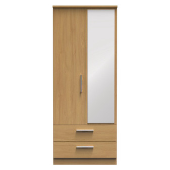 Knightsbridge 2ft6in 2 Drawer Mirror Wardrobe in Modern Oak - KNI062MOMO (1).jpg