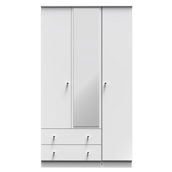 Yarmouth Tall Triple 2 Drawer Mirrored Wardrobe in White Gloss & White - YAR142WGWM (1).jpg