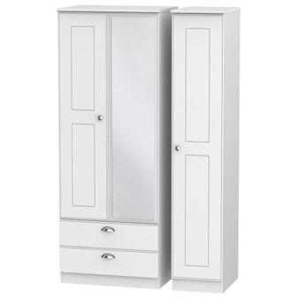 Victoria Tall Triple 2 Drawer Mirrored Wardrobe in White Ash - VIC142WAWA.jpg