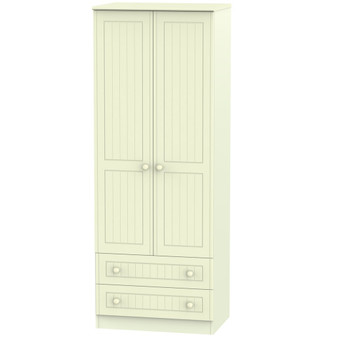 Warwick Tall 2 Drawer Wardrobe in Cream Matt - WAR081CMCM.jpg