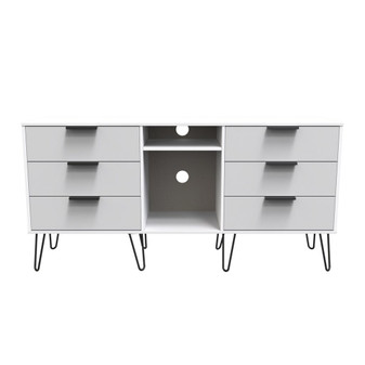 Hong Kong 6 Drawer TV Unit with legs in Grey Matt & White - HKC247GMWM (1).jpg