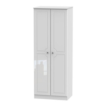 Balmoral Tall Double Hanging Wardrobe in White Gloss & White - BAL085WGWM.jpg