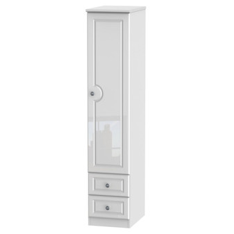 Pembroke 2ft6in Single 2 Drawer Wardrobe in White Gloss - PEM071WGWM.jpg