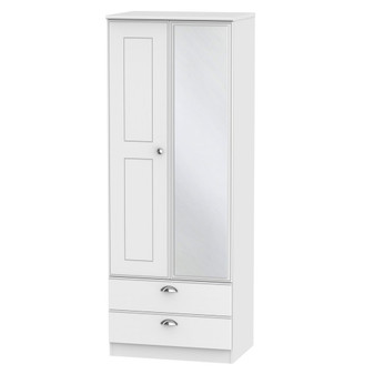 Victoria Tall 2 Drawer Mirrored Wardrobe in White Ash - VIC082WAWA.jpg