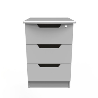 Bella 3 Drawer Bedside Cabinet - with Lock in Grey Matt - BEL006GMGM (1).jpg