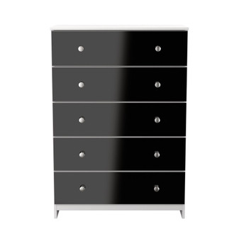 Yarmouth 5 Drawer Chest in Black Gloss & White - YAR012BGWM (1).jpg