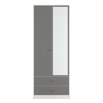 Padstow Tall 2 Drawer Mirrored Wardrobe in Uniform Gloss & White - PAD082UGWM (1).jpg