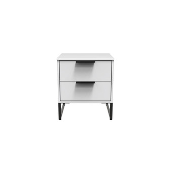 Deigo (Black Sleigh Legs) 2 Drawer Bedside Cabinet in White Matt - DEG405WMWM (1).jpg