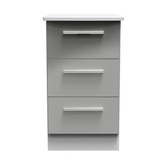 Knightsbridge 3 Drawer Bedside Cabinet in Grey Gloss & Grey - KNI001GGGM (1).jpg