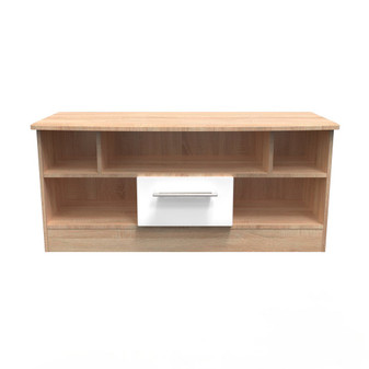 Knightsbridge Open TV Unit in White Gloss & Bardolino Oak - KNI210WGBO (1).jpg