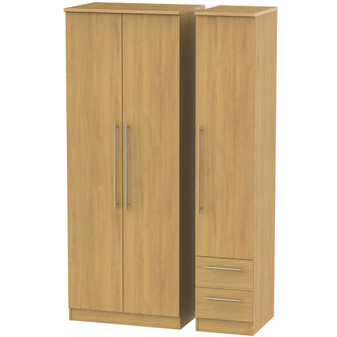 Sherwood Tall Triple Plain + Drawer Wardrobe in Modern Oak - SHE160MOMO.jpg