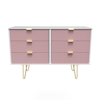 Linear 6 Drawer Midi Chest in Kobe Pink & White - LIF015KPWM (1).jpg