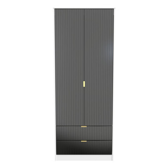 Linear Tall 2 Drawer Wardrobe in Deep Black & White - LIF081DBWM (1).jpg