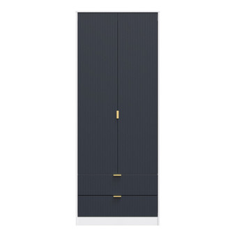 Linear Tall 2 Drawer Wardrobe in Indigo Matt & White - LIF081IMWM (1).jpg