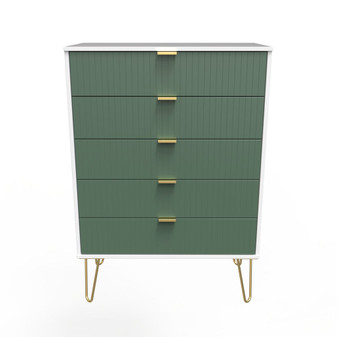 Linear 5 Drawer Chest in Labrador Green & White - LIF012LBWM (1).jpg