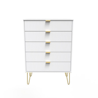 Linear 5 Drawer Chest in White Matt - LIF012WMWM (1).jpg