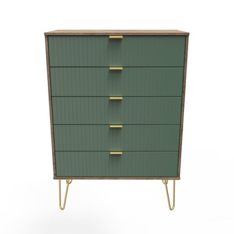 Linear 5 Drawer Chest in Labrador Green & Vintage Oak - LIF012LBVO (1).jpg