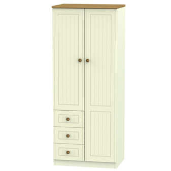 Warwick 2ft6in Combi Wardrobe  in Cream Matt & Light Oak - WAR068CAMO.jpg