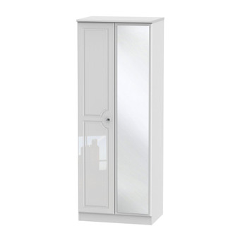 Balmoral Tall Mirrored Wardrobe in White Gloss & White - BAL087WGWM.jpg