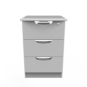 Flora 3 Drawer Bedside Cabinet - with Lock in Grey Matt - FLO006GMGM (1).jpg