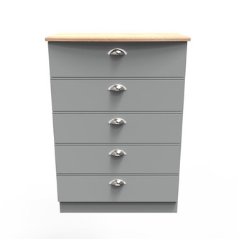 Victoria 5 Drawer Chest in Dusk Grey & Bardolino Oak - VIC012DGBO (1).jpg