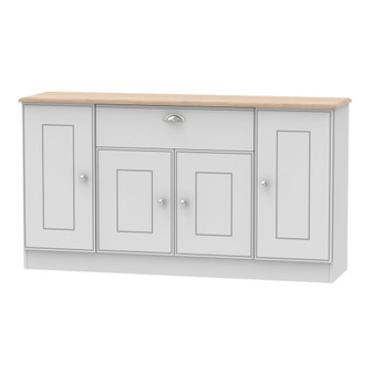 Victoria Wide 4 Door/1 Drawer Unit in Grey Matt with Riviera Oak Top - VIC208GMRO.jpg
