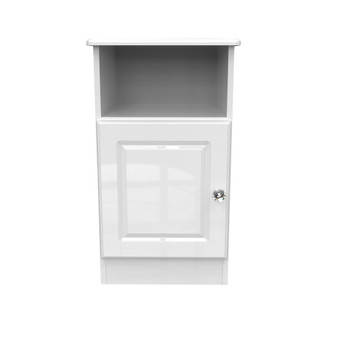 Balmoral Open Drawer Bedside Cabinet in White Gloss & White - BAL017WGWM_1.jpg