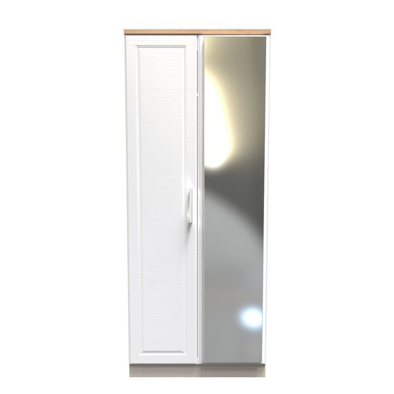 Kent 2ft6in Mirror Wardrobe in Kashmir Ash & Modern Oak - KEN057KAMO (1).jpg