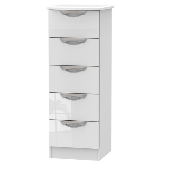 Camden 5 Drawer Bedside Cabinet in White Gloss & White - CAM003WGWM.jpg