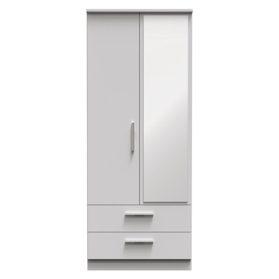 Knightsbridge 2ft6in 2 Drawer Mirror Wardrobe in Grey Matt - KNI062GMGM (1).jpg