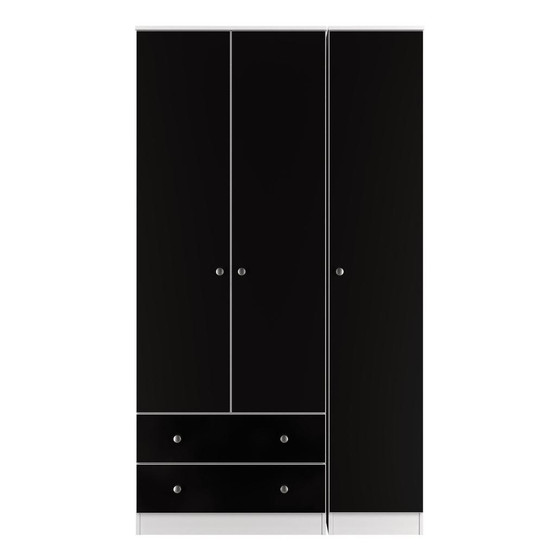 Yarmouth Tall Triple 2 Drawer Wardrobe in Black Gloss & White - YAR141BGWM (1).jpg