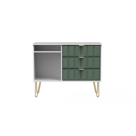 Cube 3 Drawer TV Unit with legs in Labrador Green & White - CUF246LBWM.6044.jpg