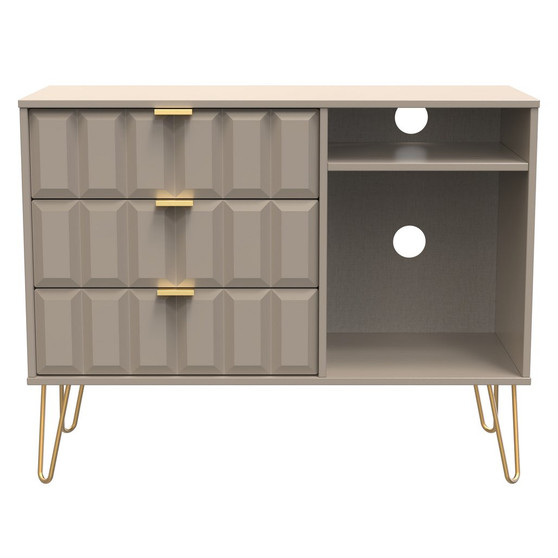 Cube 3 Drawer TV Unit with legs in Mushroom Matt - CUF246MMMM (1).jpg