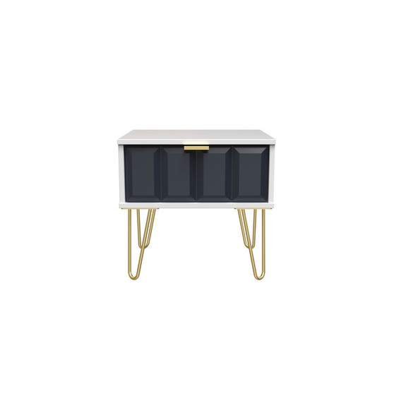 Cube 1 Drawer Bedside Cabinet  with Legs in Indigo Matt & White - CUF016IMWM (1).jpg