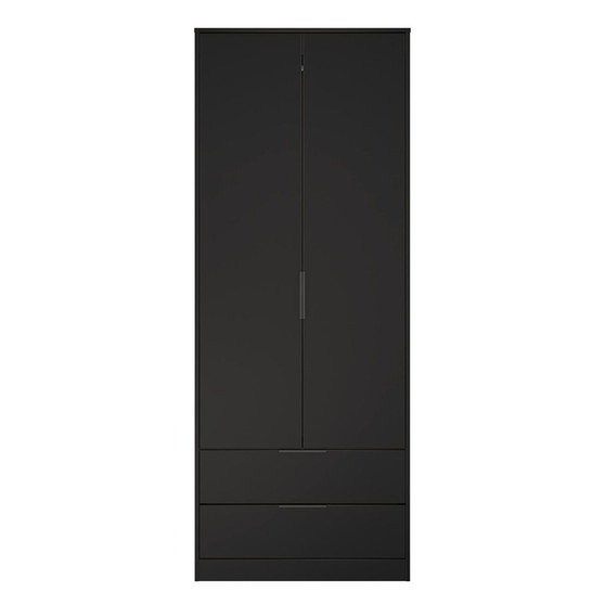 Hong Kong (Black Legs) Tall 2 Drawer Wardrobe in Black Matt - HKB081BMBM (1).jpg