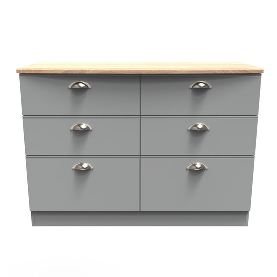 Victoria 6 Drawer Wide Chest in Dusk Grey & Bardolino Oak - VIC015DGBO (1).jpg