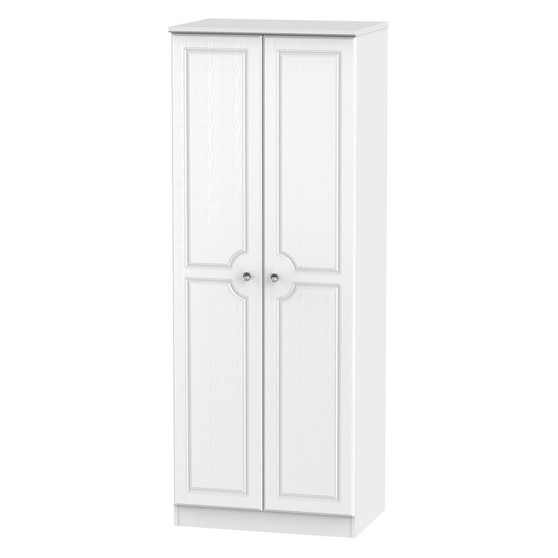 Crystal Tall Double Hanging Wardrobe in White Ash - CRY085WAWM.jpg