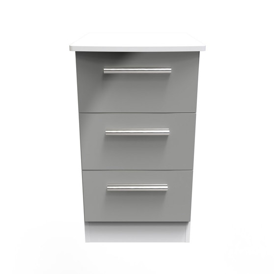 Knightsbridge 3 Drawer Bedside Cabinet in Grey Gloss & White - KNI001GGWM (1).jpg
