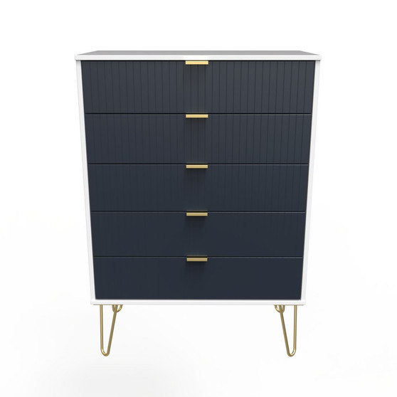 Linear 5 Drawer Chest in Indigo Matt & White - LIF012IMWM (1).jpg