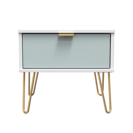 Linear (F) 1 Drawer Bedside Cabinet  with Legs in Duck & White Matt - LIF016DKWM (1).jpg