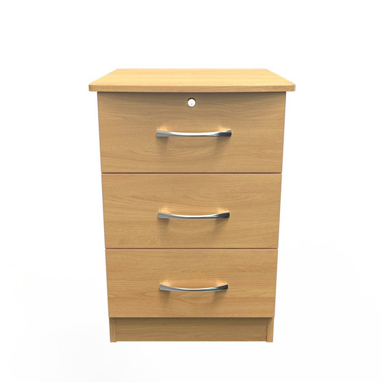 Eve 3 Drawer Bedside Cabinet - with Lock in Modern Oak - EVE006MOMO (1).jpg